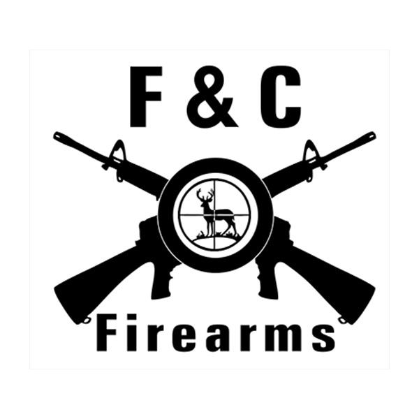 Logo with two crossed rifles, a scope sight featuring a deer silhouette in the center, and the text “F&C Firearms” above and below the graphic, representing Vendor 1.